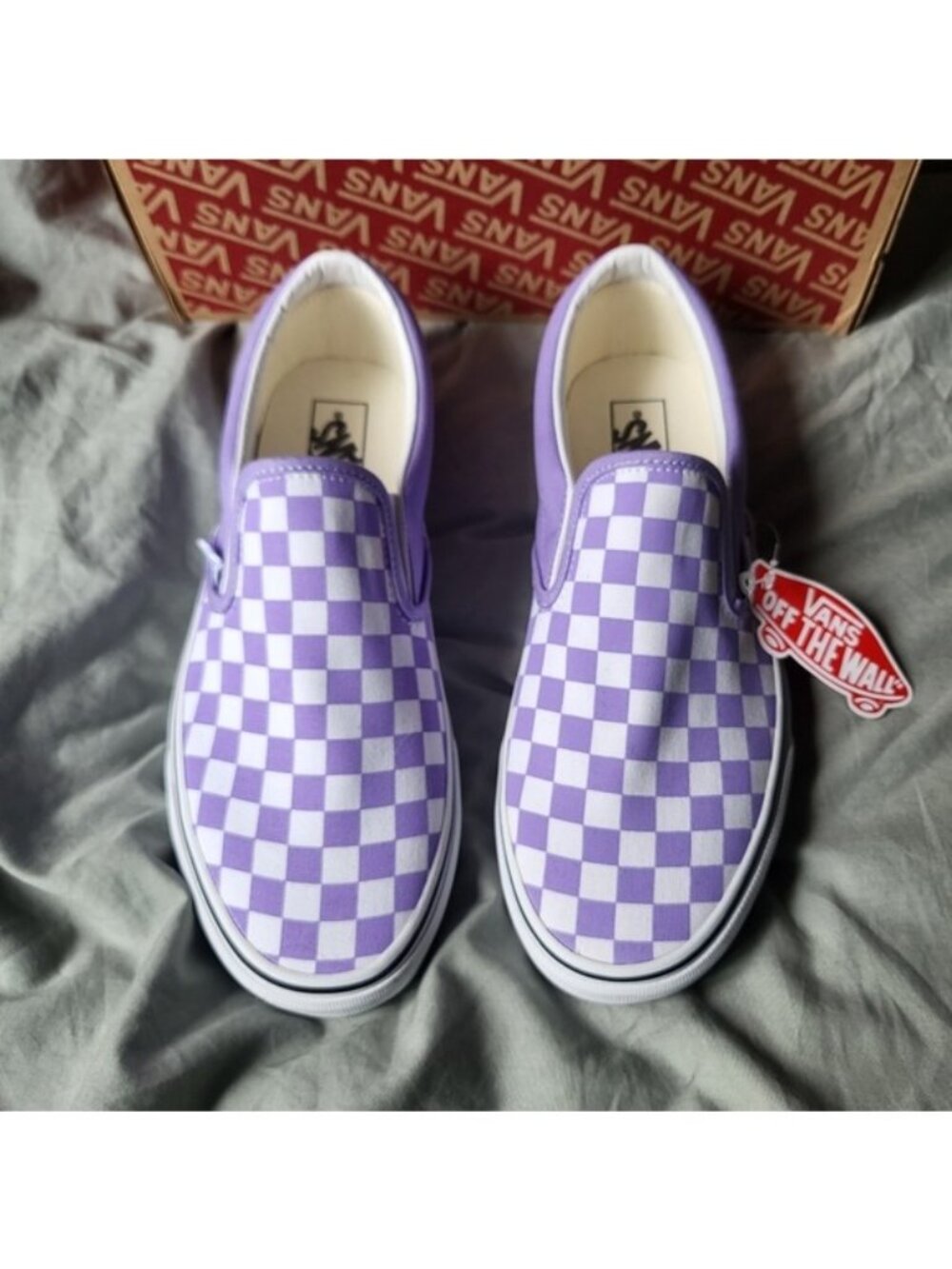 Vans Canvas Slip On Men 12 Checkerboard Violet Tulip Classic 062026 - Picture 2 of 7